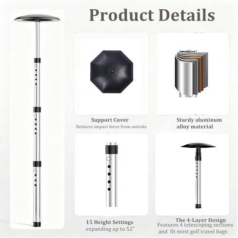 WIGERLON Travel Golf Bag Support Rod to Protect Golf Club,Stiff Arm for Golf Travel Bag,Golf Travel Bag Support Pole in Kuwait