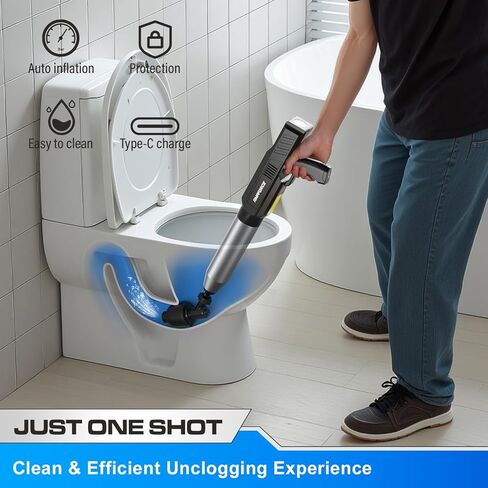 ‌Electric Toilet Plunger for Bathroom, High-Pressure Air Plunger, Heavy-Duty Clog Remover for Toilets, Toilet Drain Unclogger (Ink Black) in Kuwait