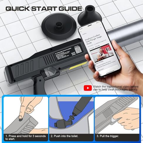 ‌Electric Toilet Plunger for Bathroom, High-Pressure Air Plunger, Heavy-Duty Clog Remover for Toilets, Toilet Drain Unclogger (Ink Black) in Kuwait