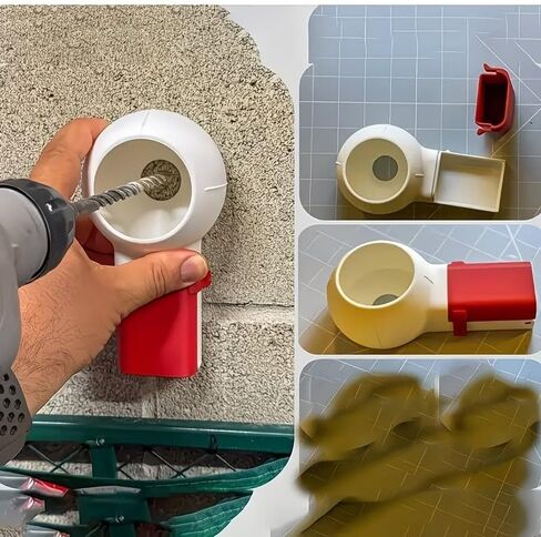 Drill Dust Collector Box for Wall Drilling - Red/White Dust Catcher Tool Compatible with Most Drill Bits in Saudi Arabia