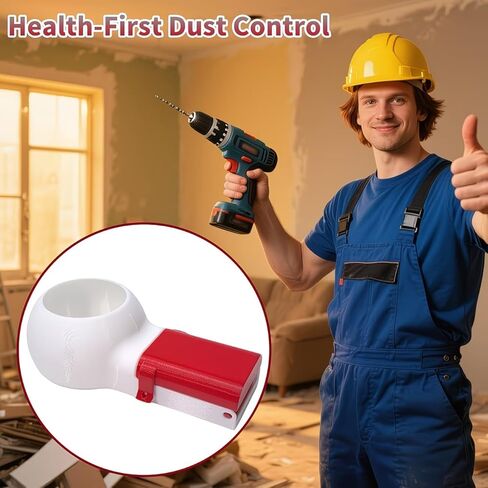 Drill Dust Collector Box for Wall Drilling - Red/White Dust Catcher Tool Compatible with Most Drill Bits in Saudi Arabia