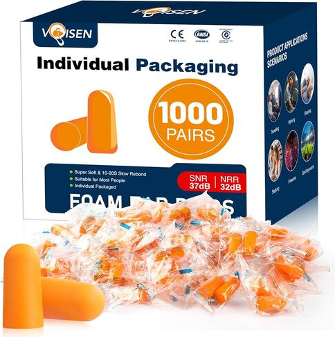 VOISEN Ear Plugs - 250 Pairs Noise Cancelling Ear Plugs for Sleeping, Snoring, Studying, Concerts & Traveling in Kuwait