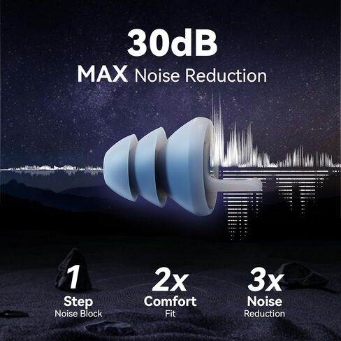 Ear Plugs for Sleeping - Soft Reusable Silicone Ear Plugs for Noise Reduction Earbuds & Focus (35dB), 3D Oval Noise Cancelling Design, Ideal for Side Sleepers - 2 Pairs (S + M/L) in Kuwait