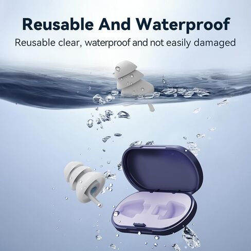 Ear Plugs for Sleeping - Soft Reusable Silicone Ear Plugs for Noise Reduction Earbuds & Focus (35dB), 3D Oval Noise Cancelling Design, Ideal for Side Sleepers - 2 Pairs (S + M/L) in Kuwait