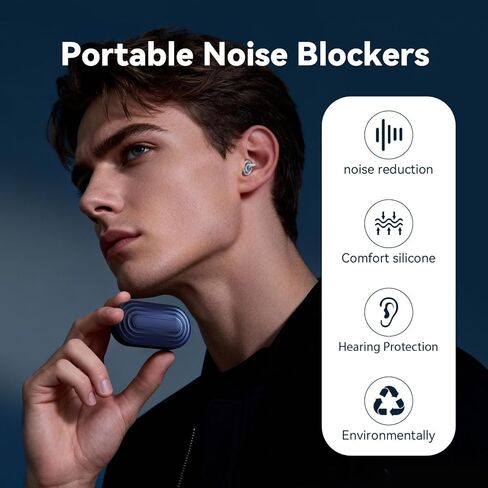 Ear Plugs for Sleeping - Soft Reusable Silicone Ear Plugs for Noise Reduction Earbuds & Focus (35dB), 3D Oval Noise Cancelling Design, Ideal for Side Sleepers - 2 Pairs (S + M/L) in Kuwait