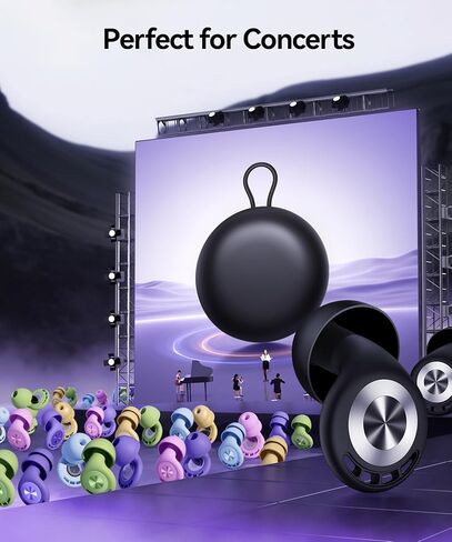 سدادات أذن للنوم، سدادات أذن 50 ديسيبل، سدادات أذن مانعة للضوضاء لتقليل الضوضاء، سدادات أذن من السيليكون قابلة لإعادة الاستخدام للحفلات الموسيقية، الشخير الجانبي، السفر بالطائرة مع 7 أطراف أذن، حقيبة محمولة باللون الأسود الداكن in Kuwait