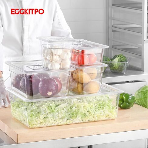 EGGKITPO 6 Pack 1/1 Size Lids Universal Full Size BPA-Free Polycarbonate Clear Food Pan Lids Dishwasher Safety Food Storage Container Cover with Handle for Food Prep Table Hotel in Kuwait