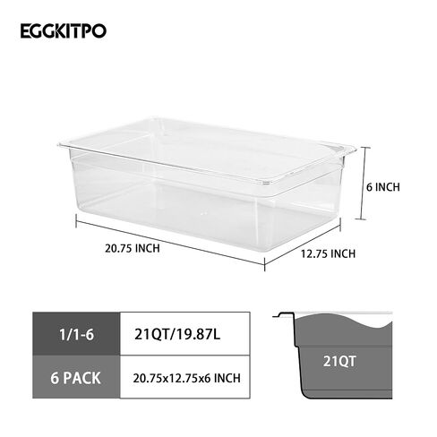EGGKITPO 6 Pack 1/1 Size Lids Universal Full Size BPA-Free Polycarbonate Clear Food Pan Lids Dishwasher Safety Food Storage Container Cover with Handle for Food Prep Table Hotel in Kuwait