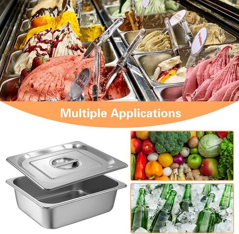1/2 Size Hotel Pan with Lids 4 Pack, 4'' Deep Steam Table Pan, 12.8''L x 10.4''W Stainless Steel Pans for Home, Party, Hotel, Buffet in Saudi Arabia
