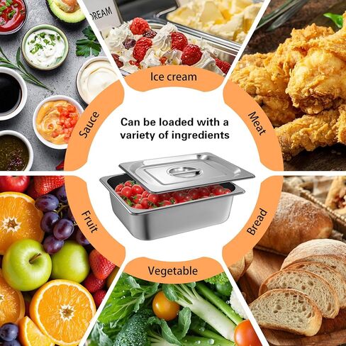 1/2 Size Hotel Pan with Lids 4 Pack, 4'' Deep Steam Table Pan, 12.8''L x 10.4''W Stainless Steel Pans for Home, Party, Hotel, Buffet in Saudi Arabia