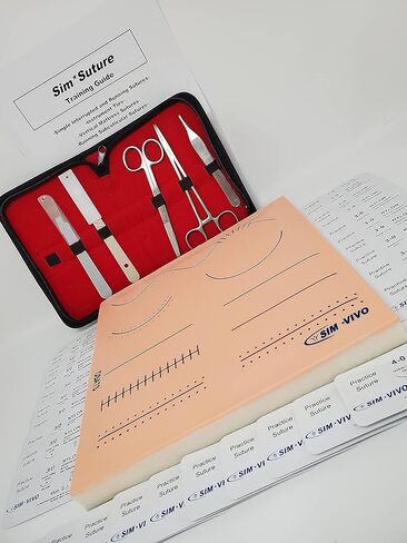 Sim-Suture Learning System: Complete Suture Skills Training Module - Includes Large, Realistic Suture Pad, Suture Tool Kit, Practice Sutures, and Training Guide. Medical Education and Training Only. in Saudi Arabia