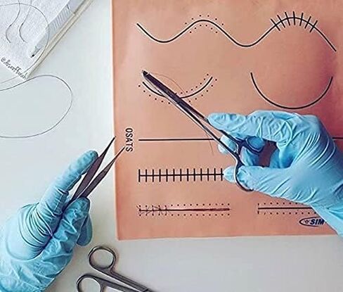 Sim-Suture Learning System: Complete Suture Skills Training Module - Includes Large, Realistic Suture Pad, Suture Tool Kit, Practice Sutures, and Training Guide. Medical Education and Training Only. in Saudi Arabia