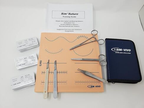 Sim-Suture Learning System: Complete Suture Skills Training Module - Includes Large, Realistic Suture Pad, Suture Tool Kit, Practice Sutures, and Training Guide. Medical Education and Training Only. in Saudi Arabia