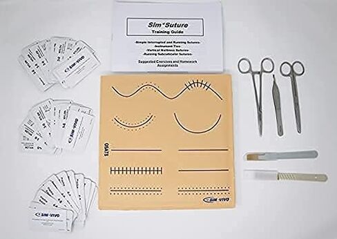 Sim-Suture Learning System: Complete Suture Skills Training Module - Includes Large, Realistic Suture Pad, Suture Tool Kit, Practice Sutures, and Training Guide. Medical Education and Training Only. in Saudi Arabia