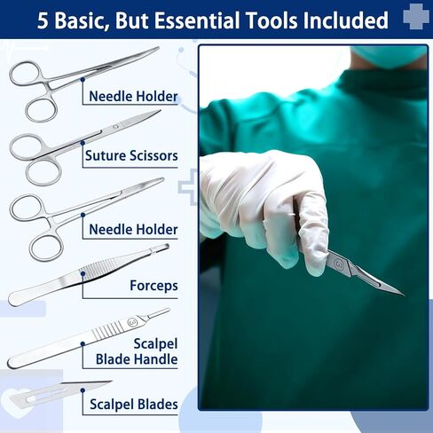 Suture Practice Kit for Medical Students, Complete Surgical Training Set with Realistic Silicone Pad, Suture Tools and Threads for Stitches Practice, Vet Nursing Skills Training in Kuwait