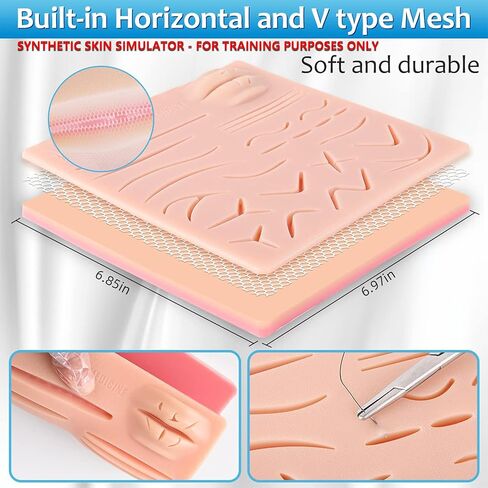 مجموعة تدريب على ممارسة الخياطة، مع وسادة خياطة كبيرة من السيليكون، وأدوات، ومقاطع فيديو للتدريب على إزالة الدباسة للتعليم فقط in Kuwait