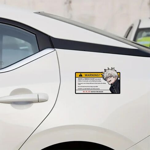EARLFAMILY 5.1'' Gojo Satoru Cartoon Anime Car Sticker for Watch The Road Warning Decal Anime Vinyl JDM Window Stickers in Kuwait