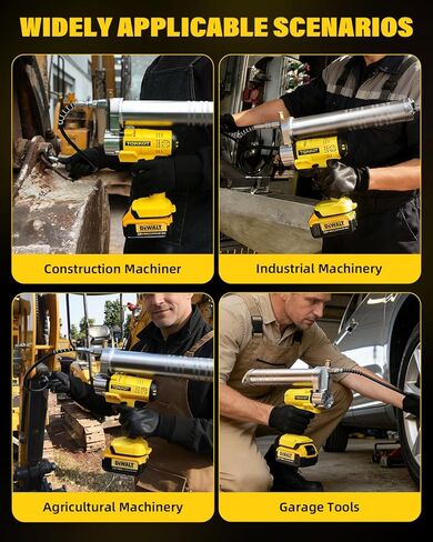 Electric Grease Gun for De/Walt 20V Max Battery (NO Battery) Kit with Bright LED Light,12"Flexible Hose and 6'' Rigid Pipe,Carrying Case,10000 PSI High Pressure Cordless Grease Gun in Saudi Arabia