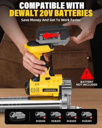 Electric Grease Gun for De/Walt 20V Max Battery (NO Battery) Kit with Bright LED Light,12"Flexible Hose and 6'' Rigid Pipe,Carrying Case,10000 PSI High Pressure Cordless Grease Gun in Saudi Arabia