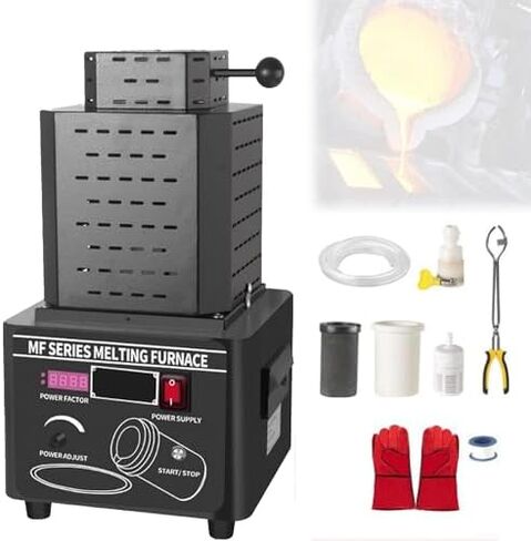 5000W Electric Digital Melting Furnace - 2KG Graphite Crucible for Scrap Metal, Copper, Silver, Aluminum - High Efficiency Metal Melting Machine (Black) in Saudi Arabia