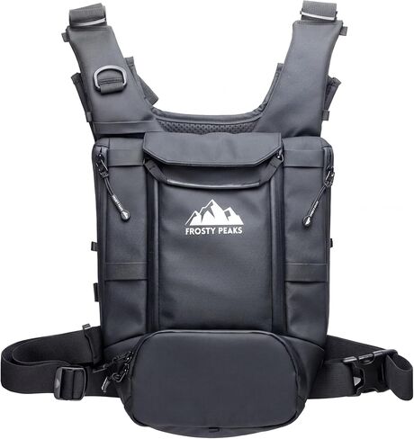 Summit Hauler Black Chest Pack for Outdoor Sports, Snowboarding and Skiing with Phone Storage, Velcro Holster Compatible, Multiple Pockets, Mesh Back Storage in Saudi Arabia