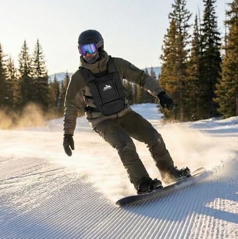 Summit Hauler Black Chest Pack for Outdoor Sports, Snowboarding and Skiing with Phone Storage, Velcro Holster Compatible, Multiple Pockets, Mesh Back Storage in Saudi Arabia