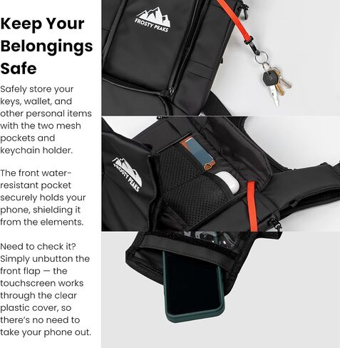 Summit Hauler Black Chest Pack for Outdoor Sports, Snowboarding and Skiing with Phone Storage, Velcro Holster Compatible, Multiple Pockets, Mesh Back Storage in Saudi Arabia
