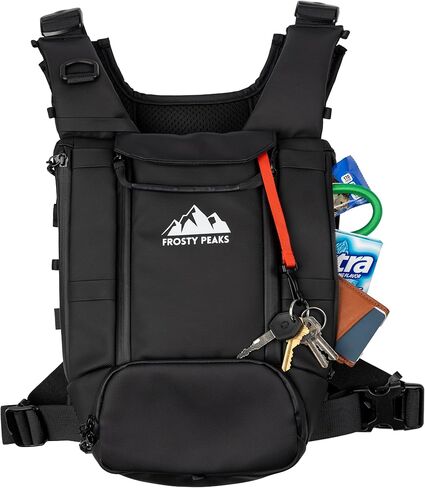 Summit Hauler Black Chest Pack for Outdoor Sports, Snowboarding and Skiing with Phone Storage, Velcro Holster Compatible, Multiple Pockets, Mesh Back Storage in Saudi Arabia