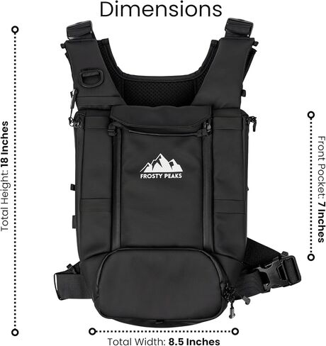 Summit Hauler Black Chest Pack for Outdoor Sports, Snowboarding and Skiing with Phone Storage, Velcro Holster Compatible, Multiple Pockets, Mesh Back Storage in Saudi Arabia