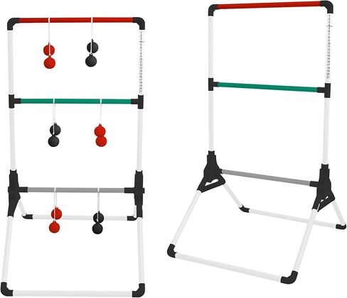 مجموعة ألعاب رمي السلم الرياضي من إم دي، بولي كلوريد الفينيل قابل للطي وقابل للحمل مع قاعدة مرجحة، سجل مدمج، هدفين، 6 بولس، حقيبة حمل، مثالية للتجمعات الداخلية والخارجية in Kuwait