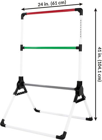 مجموعة ألعاب رمي السلم الرياضي من إم دي، بولي كلوريد الفينيل قابل للطي وقابل للحمل مع قاعدة مرجحة، سجل مدمج، هدفين، 6 بولس، حقيبة حمل، مثالية للتجمعات الداخلية والخارجية in Kuwait