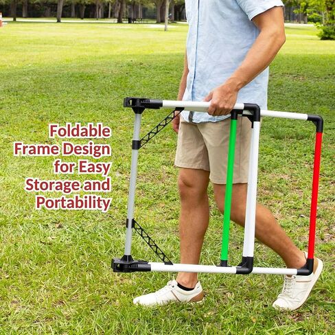 مجموعة ألعاب رمي السلم الرياضي من إم دي، بولي كلوريد الفينيل قابل للطي وقابل للحمل مع قاعدة مرجحة، سجل مدمج، هدفين، 6 بولس، حقيبة حمل، مثالية للتجمعات الداخلية والخارجية in Kuwait