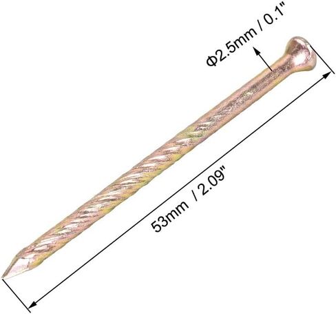 Spiral Deck Nails Carbon Steel Nail Spiral Shank 53mmx2.5mm(LxD), 100 Pcs in Saudi Arabia