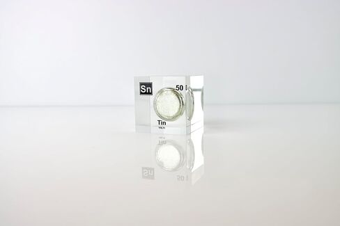 Authentic Tin Element Cube, 2x2x2 Inches, Encased in Crystal-Clear Lucite Acrylic, Authentic Sample of Tin, Handmade in The USA by Engineered Labs, Perfect for Display or Educational Purposes in Saudi Arabia