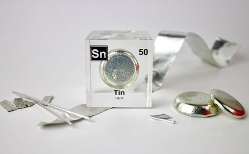 Authentic Tin Element Cube, 2x2x2 Inches, Encased in Crystal-Clear Lucite Acrylic, Authentic Sample of Tin, Handmade in The USA by Engineered Labs, Perfect for Display or Educational Purposes in Saudi Arabia