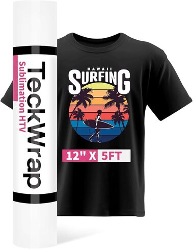 TECKWRAP Sublimation HTV for Dark Fabric/Light Fabric 12" X 10FT - Matte White HTV Vinyl Iron on Heat Transfer Vinyl for Cotton T-Shirt Work with Sublimation Paper Sublimation Printers in Kuwait