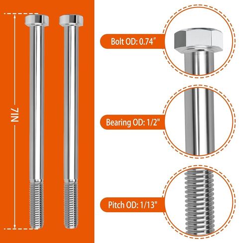 018-0004-00 مسمار لولبي سداسي الرأس لجزازة العشب Bad Boy، 1/2-13 × 7 بوصة، عبوتان in Kuwait