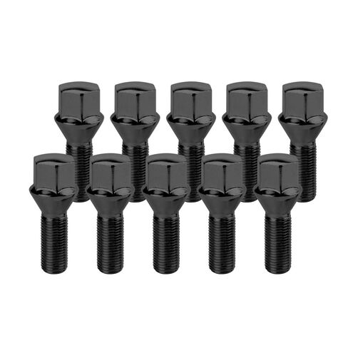 Set of 10 14x1.5 45mm Shank 17mm Hex Conical Seat Wheel Lug Bolts for Aftermarket Wheels, Black in Saudi Arabia