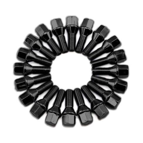 Set of 10 14x1.5 45mm Shank 17mm Hex Conical Seat Wheel Lug Bolts for Aftermarket Wheels, Black in Saudi Arabia