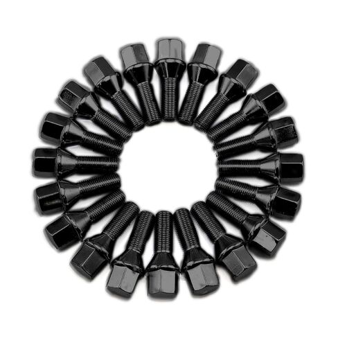 Set of 10 14x1.5 45mm Shank 17mm Hex Conical Seat Wheel Lug Bolts for Aftermarket Wheels, Black in Saudi Arabia