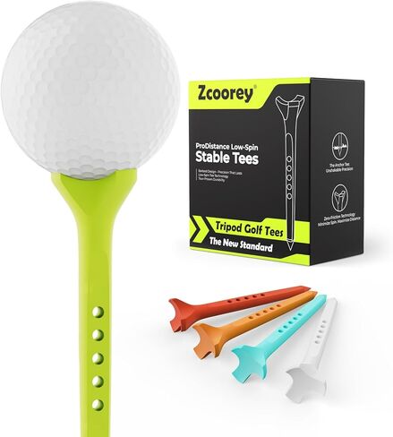 Golf Tees 50 Pack 3 1/4", Low Spin 3-Prong Plastic Tees, Reduce Friction for Longer Drives, Durable Composite, Anti-Flyaway Barbed Tip, Adjustable Height, 5 Colors (10 Each) in Kuwait