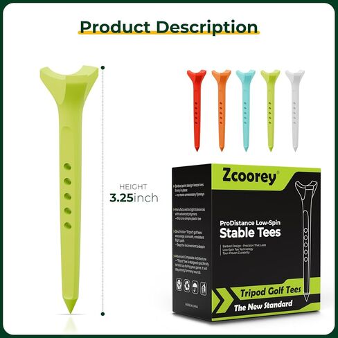 Golf Tees 50 Pack 3 1/4", Low Spin 3-Prong Plastic Tees, Reduce Friction for Longer Drives, Durable Composite, Anti-Flyaway Barbed Tip, Adjustable Height, 5 Colors (10 Each) in Kuwait