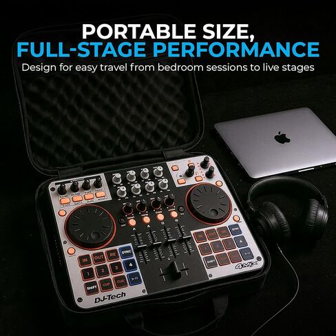 وحدة تحكم DJ Tech DJ، تحكم USB MIDI 4-Deck مع بطاقة صوت مدمجة، خلاط 4 قنوات مع EQ ومرشحات، منصات أداء مضيئة، عناصر تحكم FX، أزرار تحديد سطح السفينة، VirtualDJ LE متضمنة in Kuwait