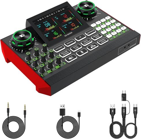 Tenlamp G9 Live Sound Card — Game audio mixer with built-in audio interface, compatible with smartphones and computers. Soundboard designed for live streaming and content creation. in Kuwait