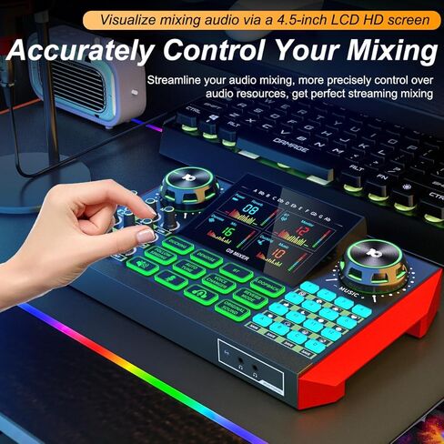 Tenlamp G9 Live Sound Card — Game audio mixer with built-in audio interface, compatible with smartphones and computers. Soundboard designed for live streaming and content creation. in Kuwait