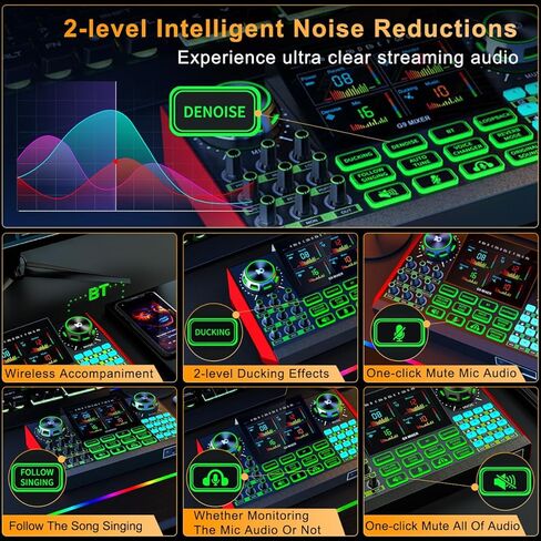 Tenlamp G9 Live Sound Card — Game audio mixer with built-in audio interface, compatible with smartphones and computers. Soundboard designed for live streaming and content creation. in Kuwait