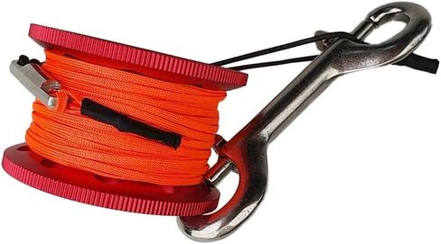 Scuba Diving Dive Reel Aluminum Alloy Finger Spool 15m Line Bolt Snap, Red in Saudi Arabia