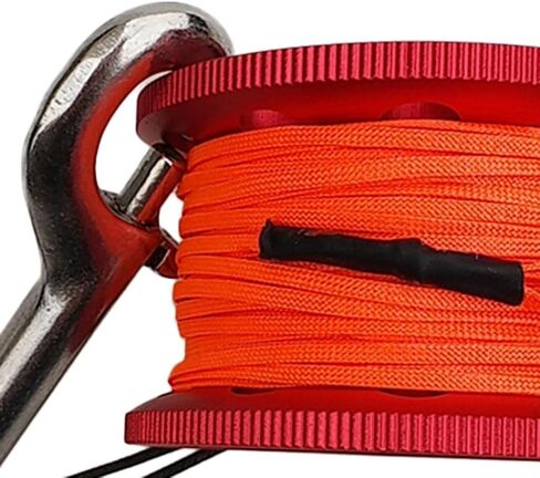 Scuba Diving Dive Reel Aluminum Alloy Finger Spool 15m Line Bolt Snap, Red in Saudi Arabia