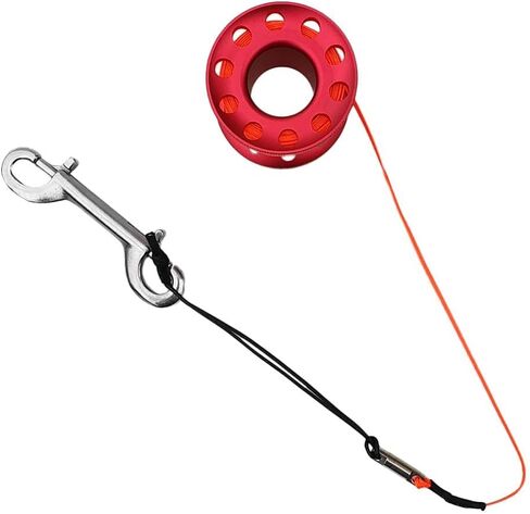 Scuba Diving Dive Reel Aluminum Alloy Finger Spool 15m Line Bolt Snap, Red in Saudi Arabia