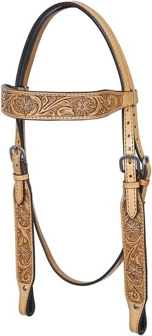 HILASON Western Horse Genuine Leather Hand Tooled Floral Design Headstall Breast Collar Tan in Saudi Arabia